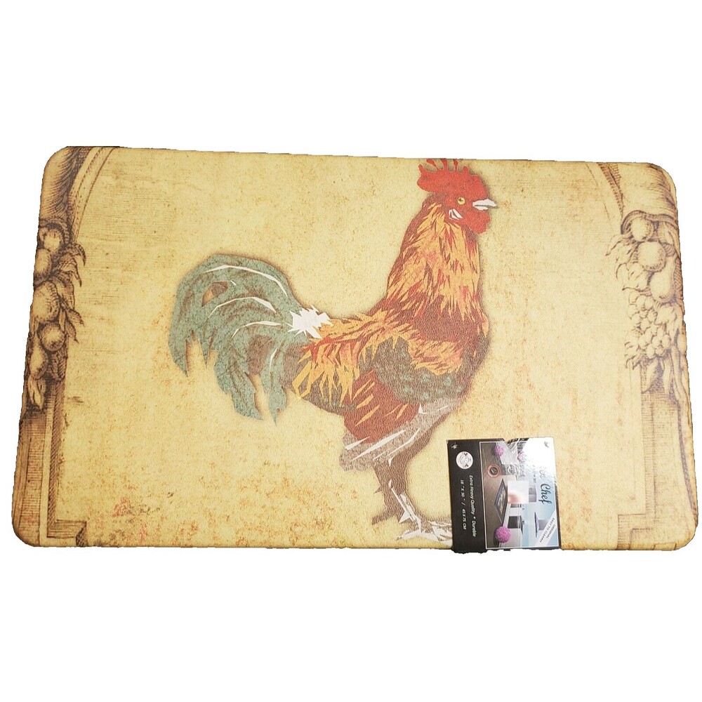 ANTI-FATIGUE NON SLIP FLOOR MAT (18"x30") PVC, ROOSTER # 1, lt tail, Master Chef
